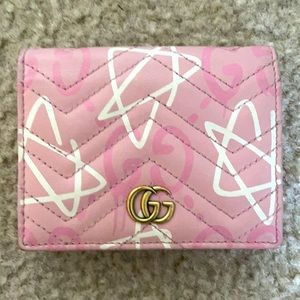 Gucci Ghost GG Marmont Card Case Compact Wallet - Pink